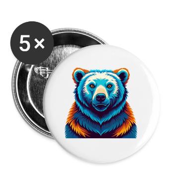 ours polaire coloré kawaii dessin animé personnage animal de compagnie - Lot de 5 grands badges (56 mm) - blanc - Devant