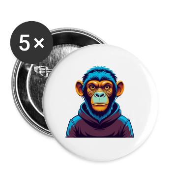 Monkey Colorful Kawaii Cartoon Character Clipart - Buttons large 2.2''/56 mm (5-pack) - white - Front