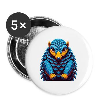 Pangolin coloré Kawaii Dessin animé Personnage Clipart - Lot de 5 grands badges (56 mm) - blanc - Devant