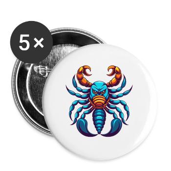 Skorpion Bunte Kawaii Cartoon Figur Clipart - Buttons groß 56 mm (5er Pack) - Weiß - Vorne