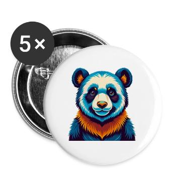 Panda coloré Kawaii dessin animé Personnage Clipart - Lot de 5 grands badges (56 mm) - blanc - Devant