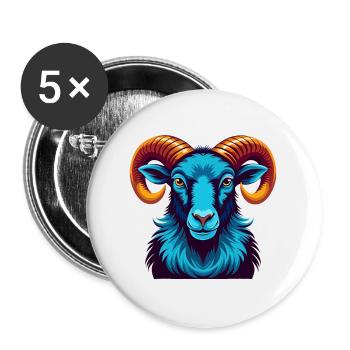 Ram Colorful Kawaii Cartoon Character Clipart - Buttons large 2.2''/56 mm (5-pack) - white - Front