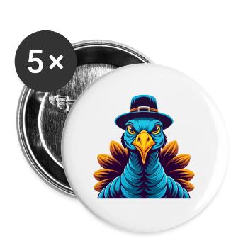 Turkey Colorful Kawaii Cartoon Character Clipart - Buttons large 2.2''/56 mm (5-pack) - white - Front