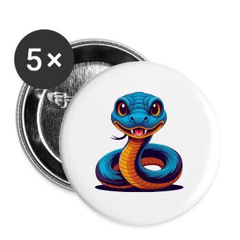 Snake Colorful Kawaii Cartoon Character Clipart - Buttons large 2.2''/56 mm (5-pack) - white - Front