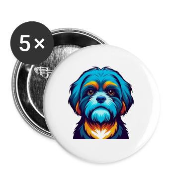 Shih Tzu Chien Coloré Kawaii Dessin Animé Personnage Animal de compagnie - Lot de 5 grands badges (56 mm) - blanc - Devant