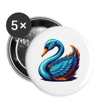 cygne coloré kawaii personnage de dessin animé clipart - Lot de 5 grands badges (56 mm) - blanc - Devant