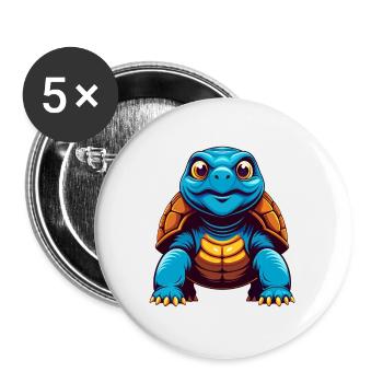 Schildkröte Bunte Kawaii Cartoon Figur Clipart - Buttons groß 56 mm (5er Pack) - Weiß - Vorne