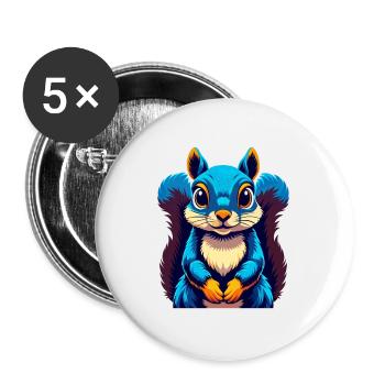 Eichhörnchen Bunte Kawaii Cartoon Figur Clipart - Buttons groß 56 mm (5er Pack) - Weiß - Vorne