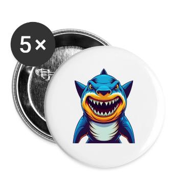 requin coloré kawaii dessin animé personnage clipart - Lot de 5 grands badges (56 mm) - blanc - Devant
