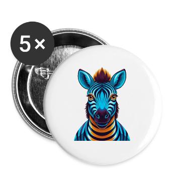Zebra Bunte Kawaii Cartoon Figur Clipart - Buttons groß 56 mm (5er Pack) - Weiß - Vorne