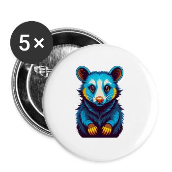 Possum Bunte Kawaii Cartoon Figur Clipart - Buttons groß 56 mm (5er Pack) - Weiß - Vorne