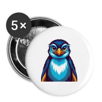 Pinguin Bunte Kawaii Cartoon Figur Clipart - Buttons groß 56 mm (5er Pack) - Weiß - Vorne