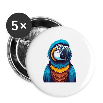 Parrot Colorful Kawaii Cartoon Character Clipart - Buttons large 2.2''/56 mm (5-pack) - white - Front