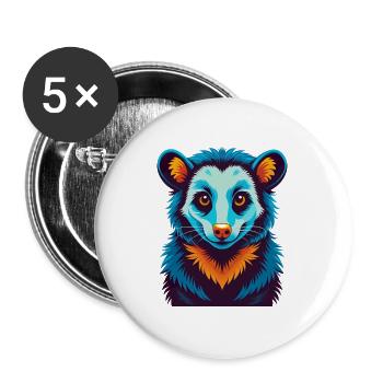Opossum coloré Kawaii Dessin animé Personnage Clipart - Lot de 5 grands badges (56 mm) - blanc - Devant