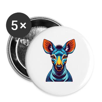 Okapi Colorful Kawaii Cartoon Character Clipart - Buttons large 2.2''/56 mm (5-pack) - white - Front