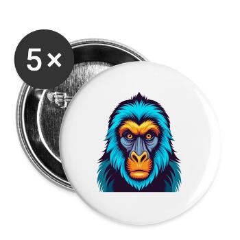 Mandrill Colorful Kawaii Cartoon Character Clipart - Buttons large 2.2''/56 mm (5-pack) - white - Front