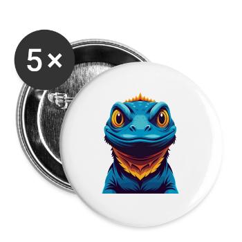 Lizard Colorful Kawaii Cartoon Character Clipart - Buttons large 2.2''/56 mm (5-pack) - white - Front