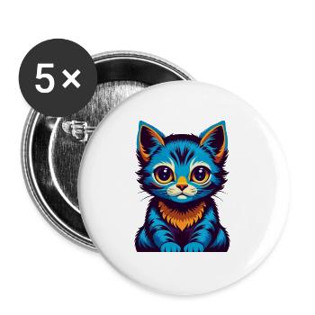 Kitten Colorful Kawaii Cartoon Character Clipart - Buttons large 2.2''/56 mm (5-pack) - white - Front