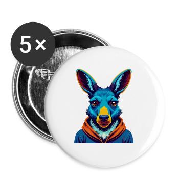 Kangaroo Colorful Kawaii Cartoon Character Clipart - Buttons large 2.2''/56 mm (5-pack) - white - Front