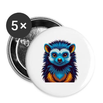 Igel Bunte Kawaii Cartoon Figur Clipart - Buttons groß 56 mm (5er Pack) - Weiß - Vorne