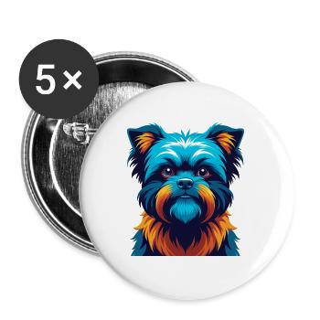 Affenpinscher chien coloré Kawaii dessin animé Clipart - Lot de 5 grands badges (56 mm) - blanc - Devant