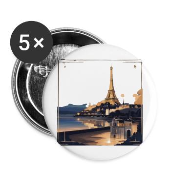 Parisian Radiance Under the Stars - Buttons large 2.2''/56 mm (5-pack) - white - Front