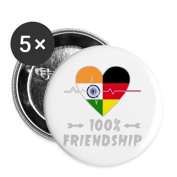 India and Germany 100% friendship - Buttons large 2.2''/56 mm (5-pack) - white - Front