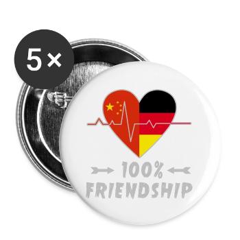 China and Germany 100% friendship - Buttons large 2.2''/56 mm (5-pack) - white - Front