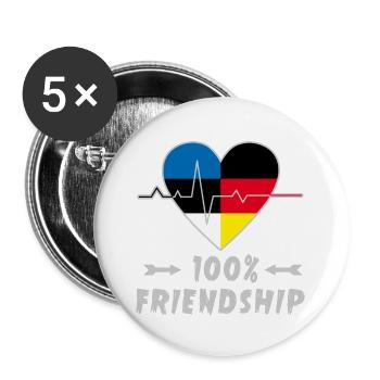 Estonia and Germany 100% friendship - Buttons large 2.2''/56 mm (5-pack) - white - Front