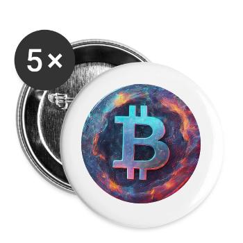 Le bitcoin dans la mer des flammes - Lot de 5 grands badges (56 mm) - blanc - Devant