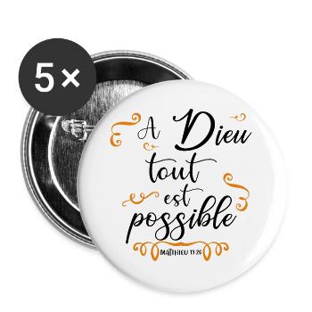 To God all things are possible - God - Gospels - God - Buttons large 2.2''/56 mm (5-pack) - white - Front