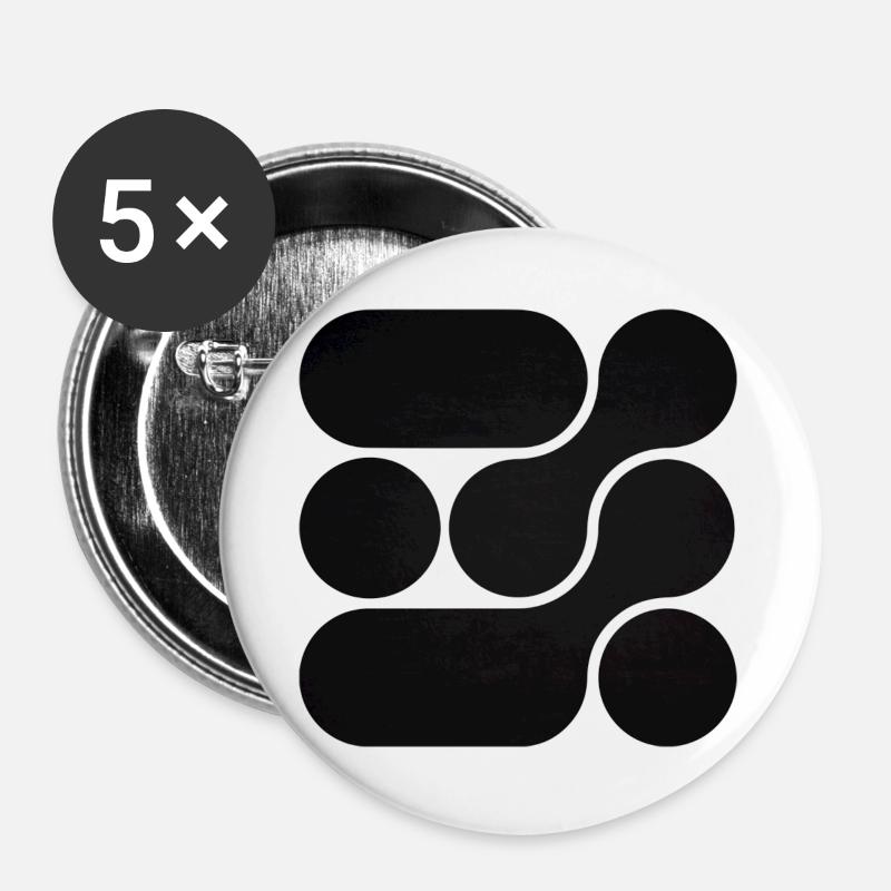 OCHOOO - Black - Buttons large 2.2''/56 mm (5-pack) - white