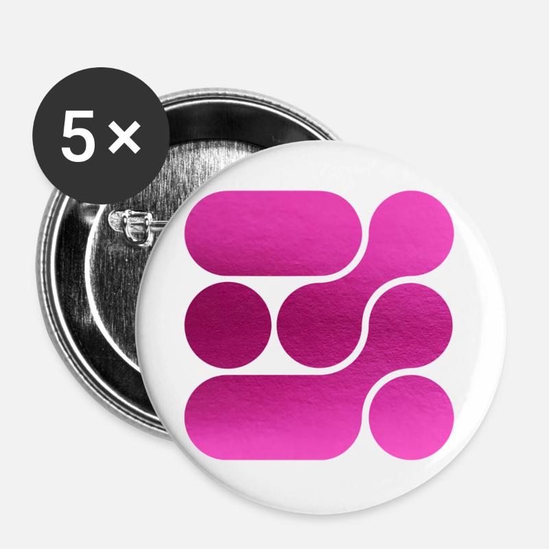OCHOOO - PINK - Buttons large 2.2''/56 mm (5-pack) - white