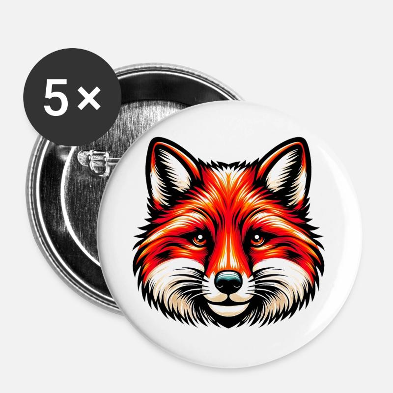 Fuchs - Buttons groß 56 mm (5er Pack) - Weiß