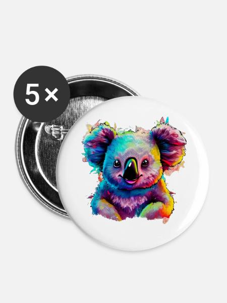 Koala - Buttons groß 56 mm (5er Pack) - Weiß