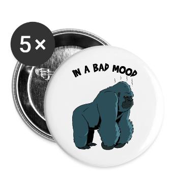 Moody Gorilla - Buttons large 2.2''/56 mm (5-pack) - white - Front