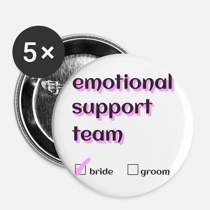 Emotional Support Team - Buttons large 2.2''/56 mm (5-pack) - white