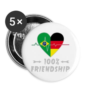 Brazil and Germany 100% friendship - Buttons large 2.2''/56 mm (5-pack) - white - Front