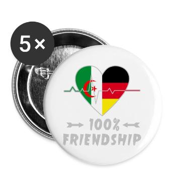 Algeria and Germany 100% friendship - Buttons large 2.2''/56 mm (5-pack) - white - Front