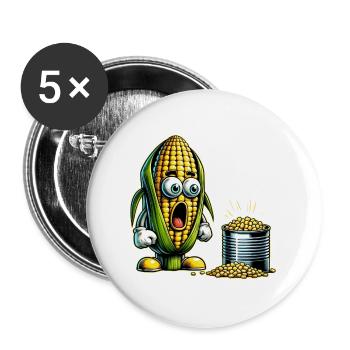 Lustiges Mais Design - Buttons groß 56 mm (5er Pack) - Weiß - Vorne