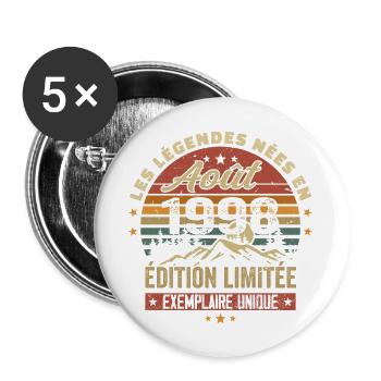 August 1998 Birthday Gift August 1998 August - Buttons large 2.2''/56 mm (5-pack) - white - Front