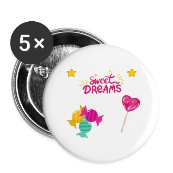 süße Träume - Buttons groß 56 mm (5er Pack) - Weiß - Vorne