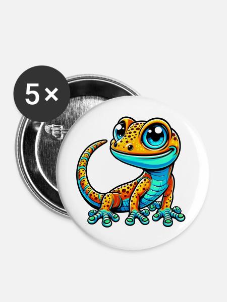 Gecko - Buttons groß 56 mm (5er Pack) - Weiß