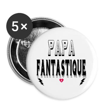 Papa Fantastique - Lot de 5 grands badges (56 mm) - blanc - Devant