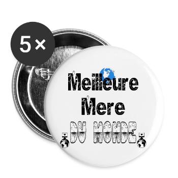 Meilleure Mère du Monde - Lot de 5 grands badges (56 mm) - blanc - Devant