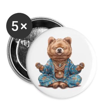 Die tiefe Meditation des Bären - Buttons groß 56 mm (5er Pack) - Weiß - Vorne