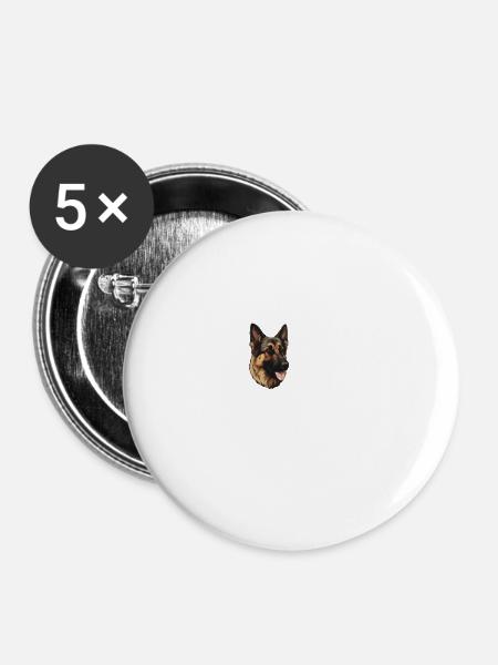Heartbeat Schäferhund - Buttons groß 56 mm (5er Pack) - Weiß