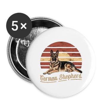 German Shepherd - Buttons large 2.2''/56 mm (5-pack) - white - Front