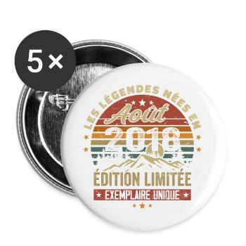 August 2018 Birthday Gift August 2018 August - Buttons large 2.2''/56 mm (5-pack) - white - Front