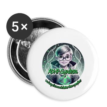 ADNP syndrome - Buttons large 2.2''/56 mm (5-pack) - white - Front